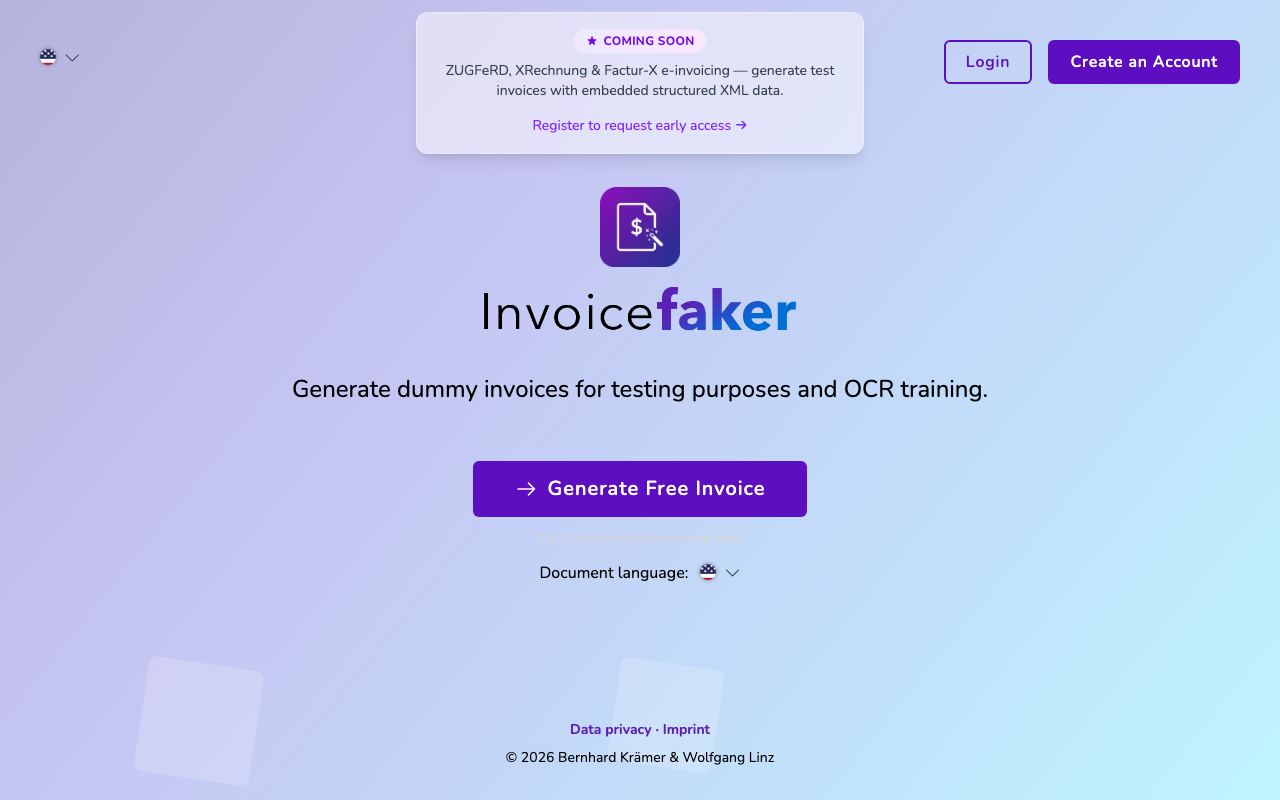 Screenshot: Invoicefaker