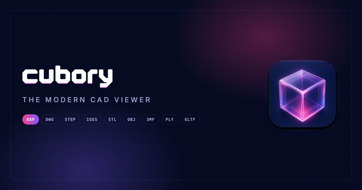 Cubory, the modern CAD viewer: Schriftzug, Formate von DXF bis GLTF und das Würfel-Icon