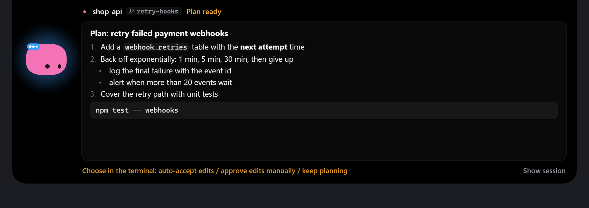 Plan aus dem Plan-Modus zum Lesen, mit Feld für Feedback